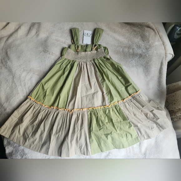Zara Girls  Embroidered Strappy Dress Sizes 9 and; 11-12 Years Khaki - Picture 5 of 6